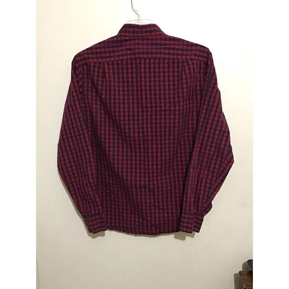 J. Crew‎ Mens Medium Red Flex Washed Check Gingham Button Up Shirt